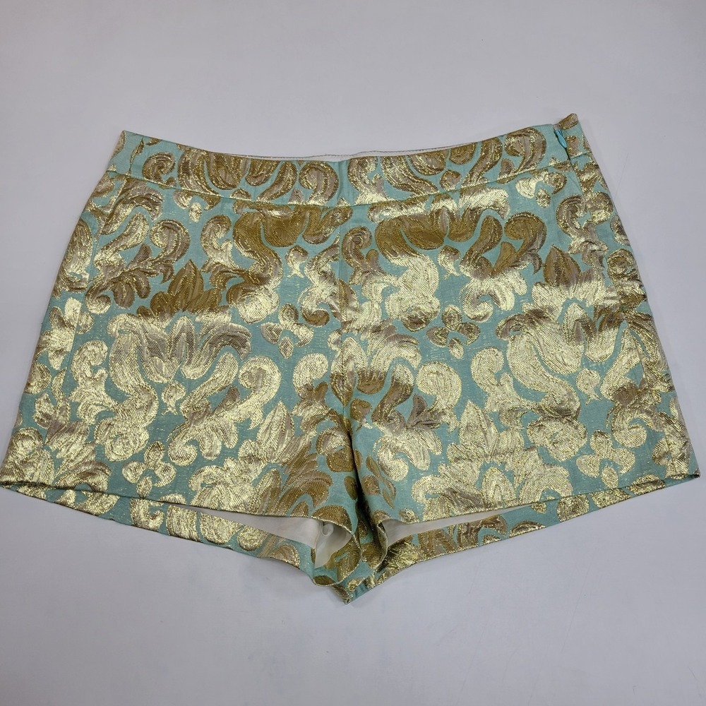J. Crew Factory Metallic Gold Brocade Jean Shorts - Picture 2 of 7
